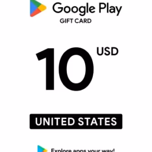 بطاقة هدايا جوجل بلاي 10 دولار (الحساب الأمريكي) | Google Play Store