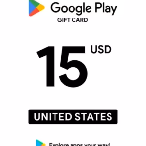 بطاقة هدايا جوجل بلاي 15 دولار (الحساب الأمريكي) | Google Play Store
